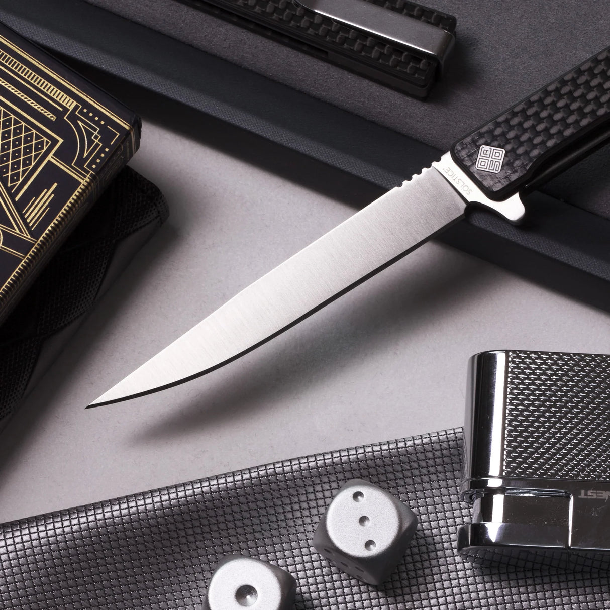 Ocaso Solstice - Carbon Fiber / Satin Straight Blade Knife