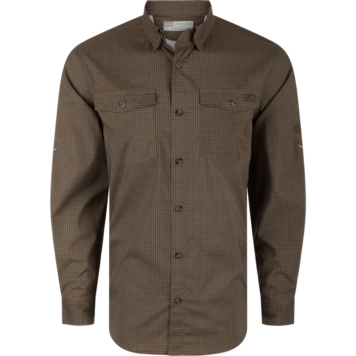 Brown checkered shirt on a white background