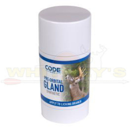 White cylindrical container with blue label featuring a deer image on a white background