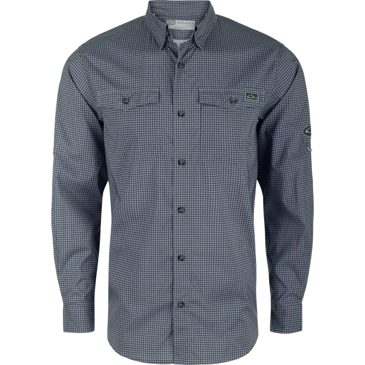 Checkered shirt with brand logo on a white background