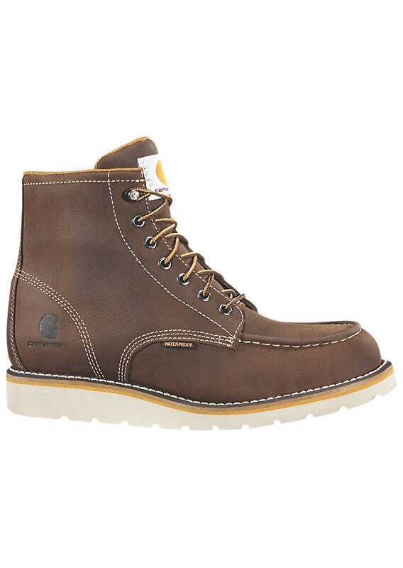 Brown leather boot with white sole on a white background