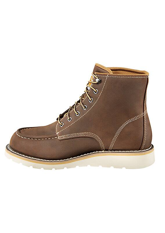 Brown leather boot with white sole on a white background