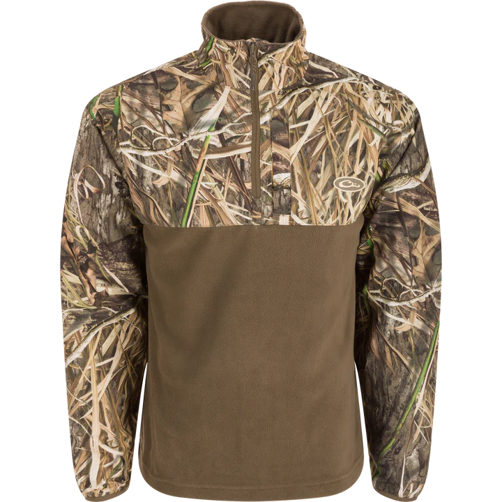Camouflage hunting jacket with a brown base on a white background