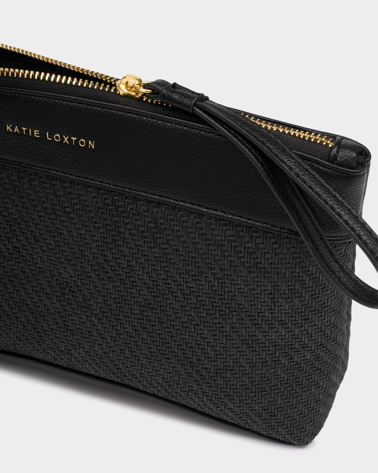 Katie Loxton Wristlet Raffia Clutch Black