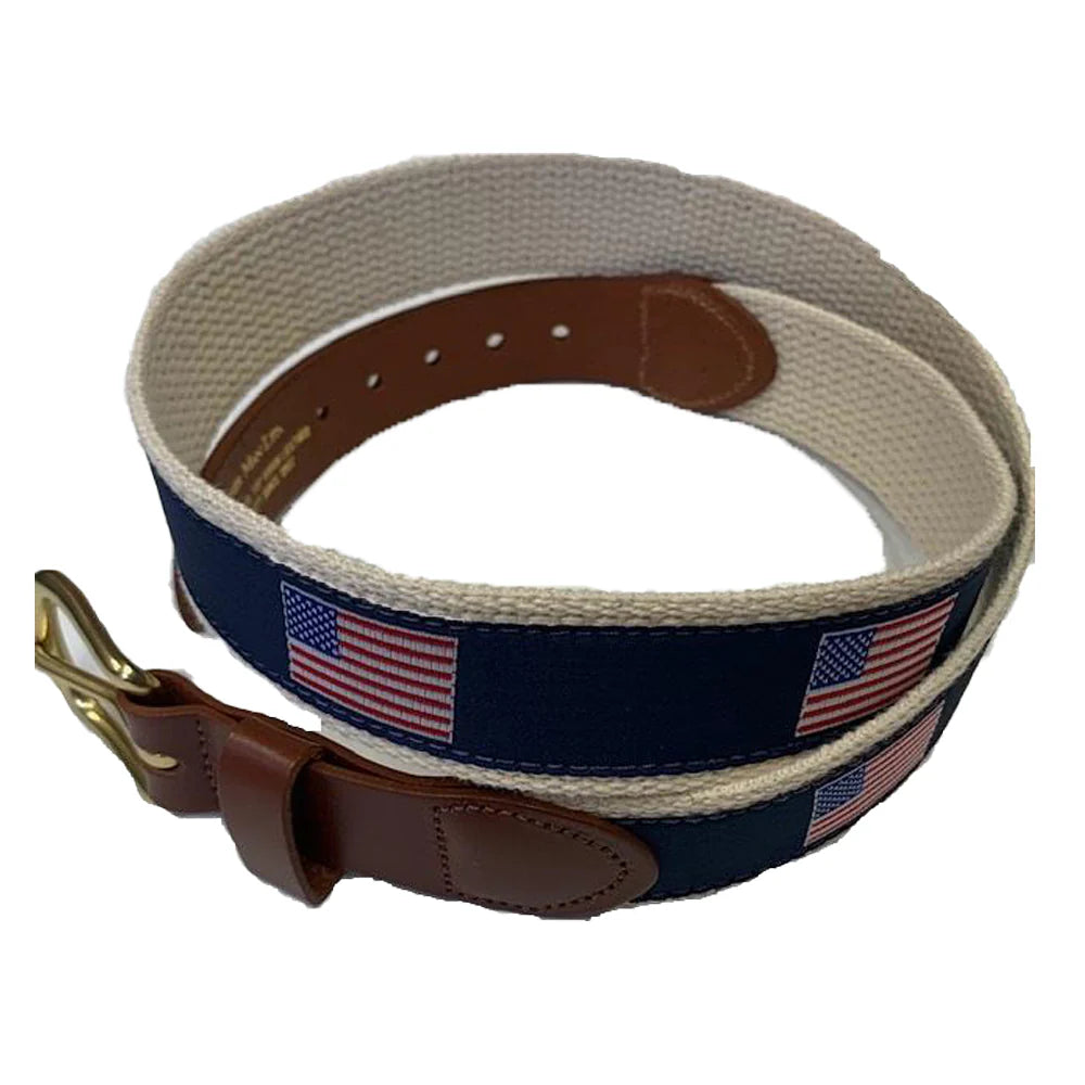 Belt with American flag pattern on a white background
