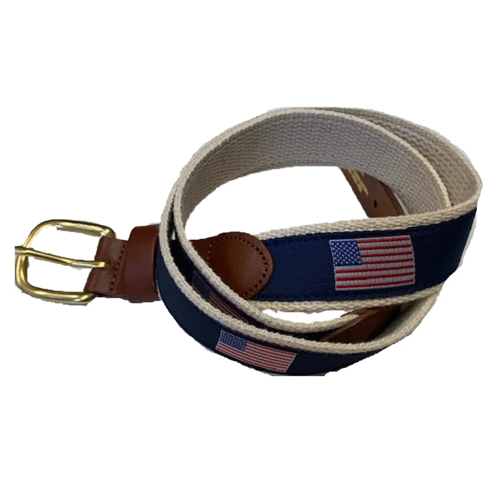 Belt with American flag design on a white background