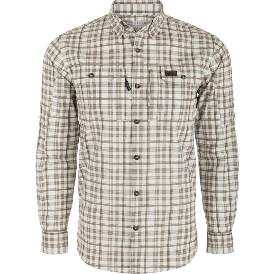 Plaid shirt with buttons on a white background