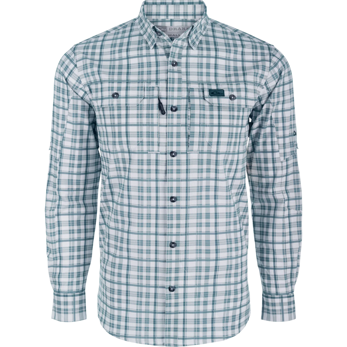 Green and white checkered shirt on a white background