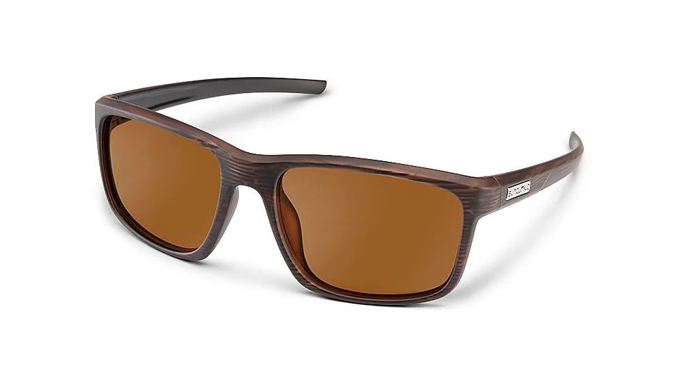 Brown sunglasses with wooden frame on a white background