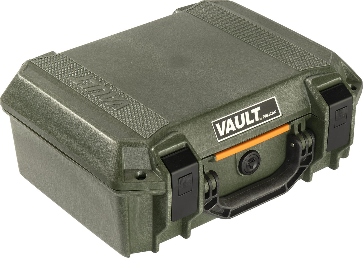 Green hard-shell case with 'VAULT' branding on a white background