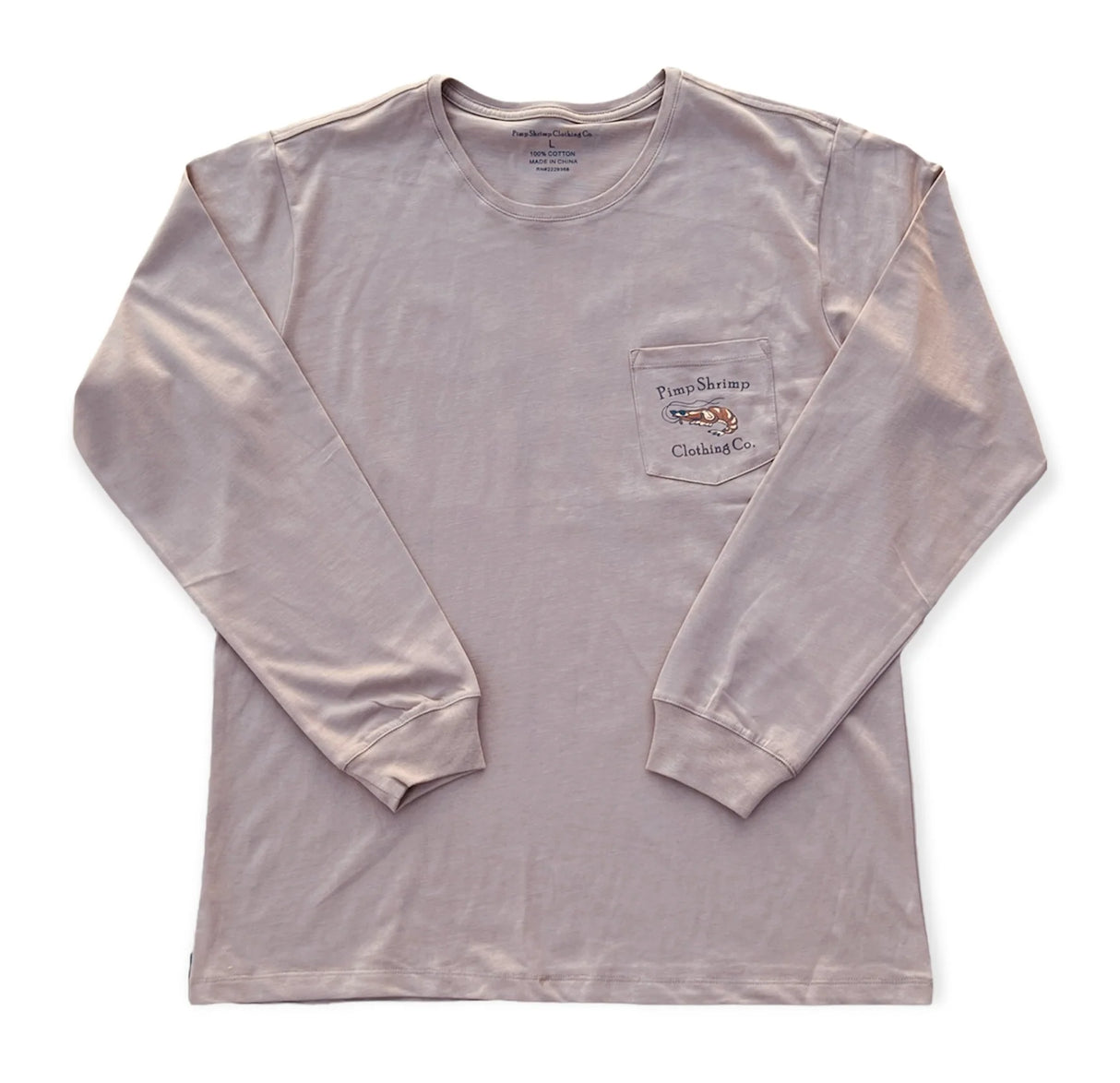 Pimp Shrimp The Camo-Back Long Sleeve Pocketed T-Shirt - Warm Grey