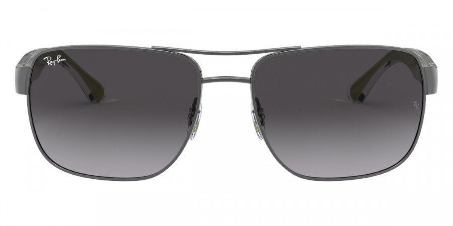 Gray sunglasses with a gradient lens on a white background