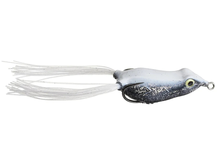 Fishing lure with a white and gray body on a white background