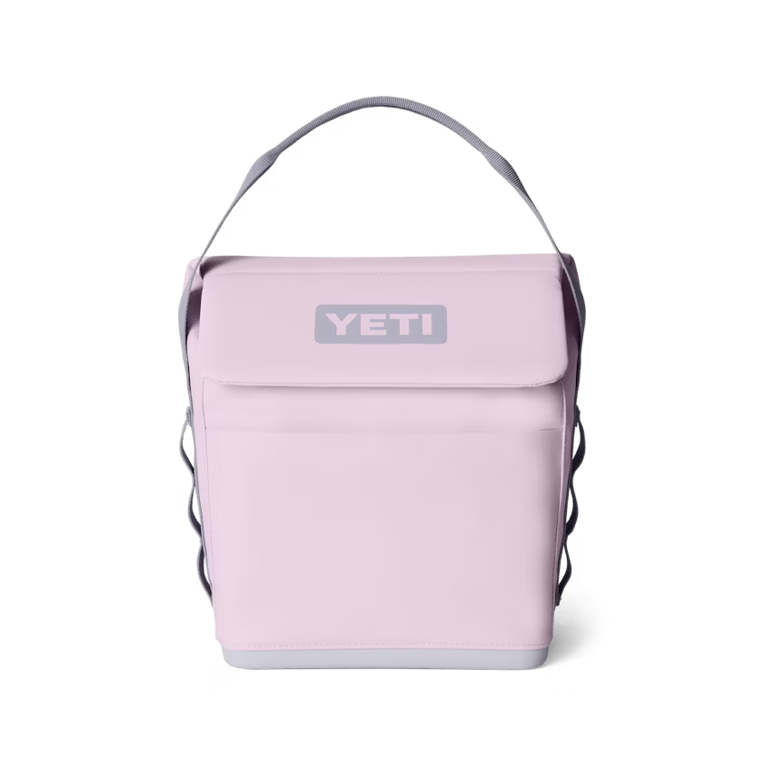 Pink YETI cooler bag on a white background
