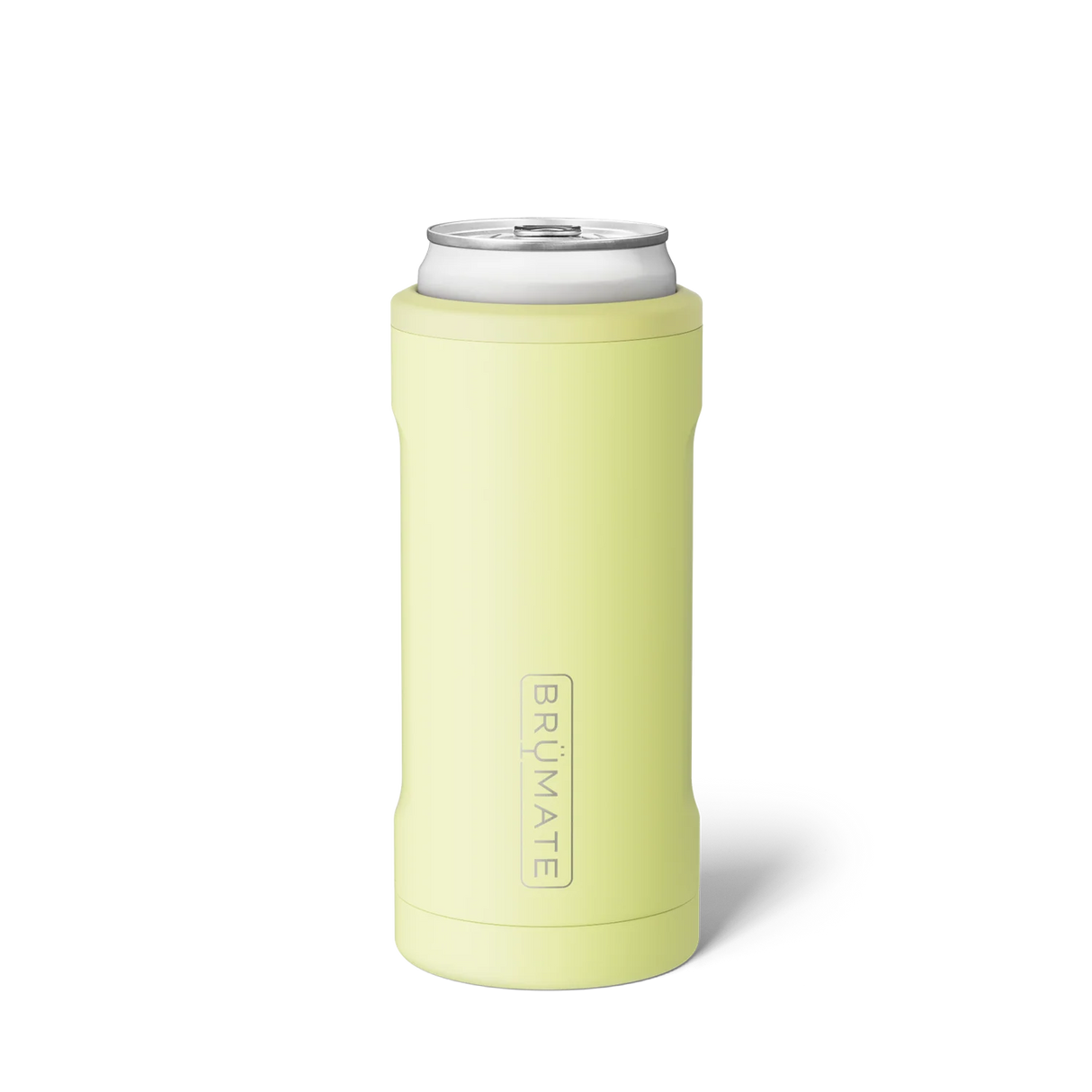 Light green can cooler with Brumate logo on a white background