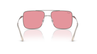Pink sunglasses with a gold frame on a white background