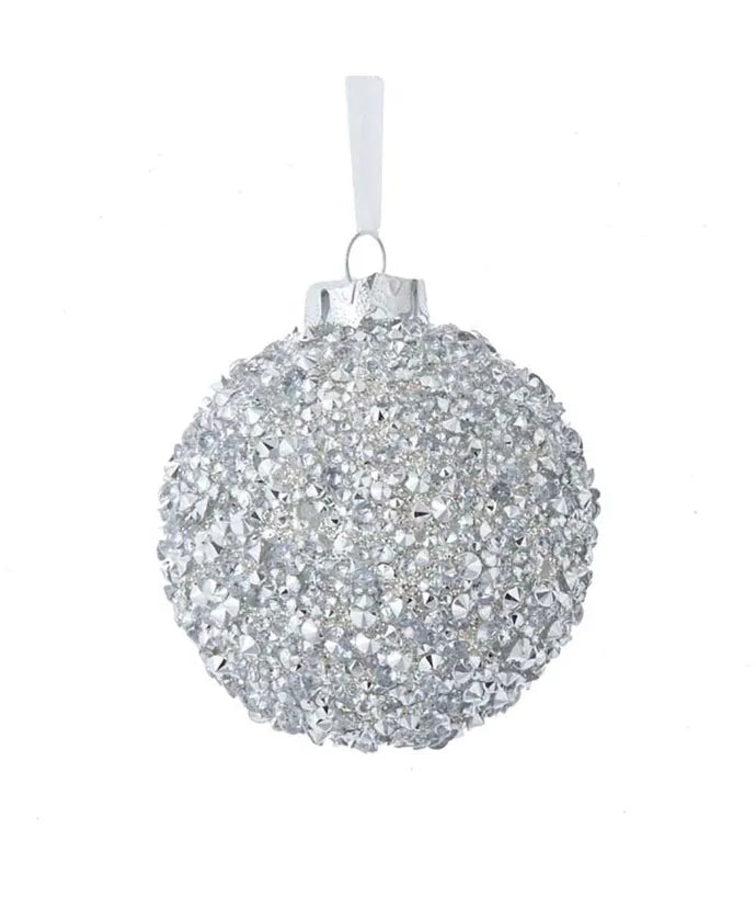 Kurt S. Adler 80MM Glass Silver Diamond Ball Ornament