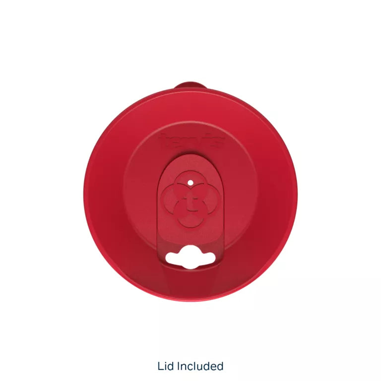 Red lid with a bottle opener on a white background