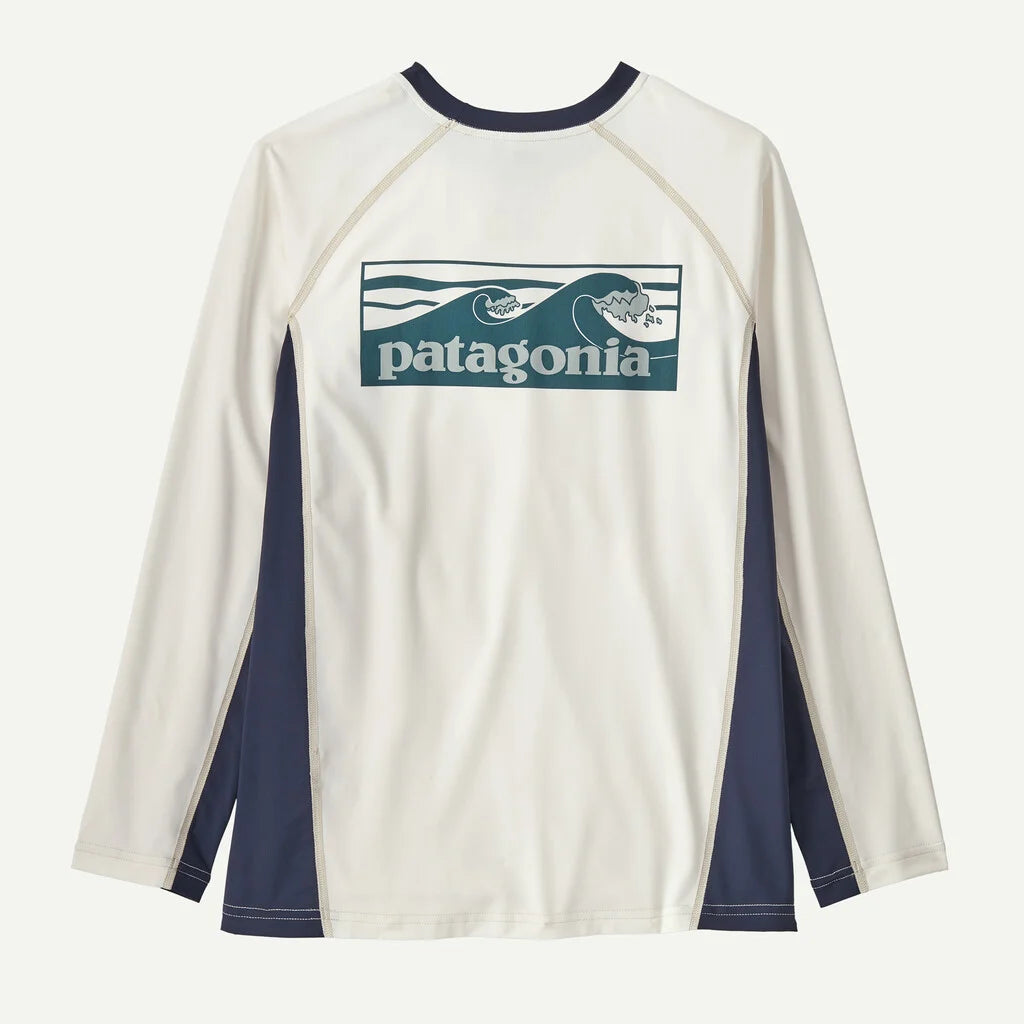 Long-sleeve shirt with Patagonia logo on a white background
