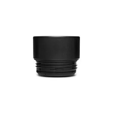 Black cylindrical container on a white background