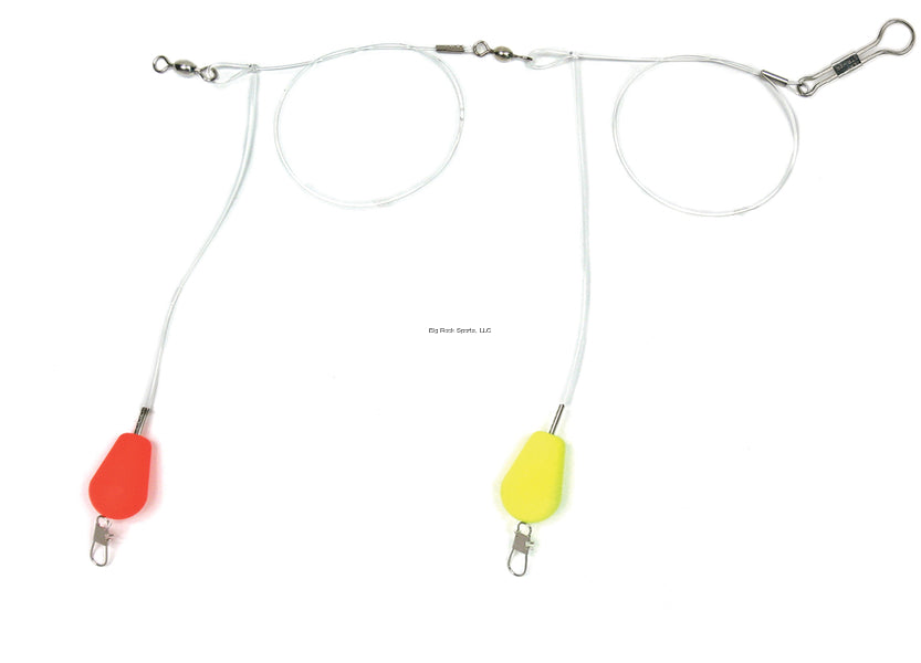 Sea Striker Double Drop Bluefish Rig  3/4" Red/Yellow Teardrop Floats  40Lb Mono  #3 Snaps  No Hooks  25/Ring