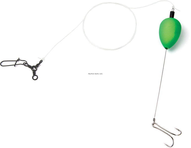 Sea Striker Deluxe Finger Mullet Rig  Removable 2/0 Double Hook  1 1/4" Green Pear Float