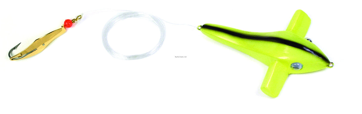 Clarkspoon Bird Rig - Chartreuse Bird  #0 Gold Clarkspoon  2/0 Hook  2.5" Blade