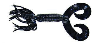 Gary Yamamoto Double Tail Hula Grub  4"  10 Pack  Black with Large Blue