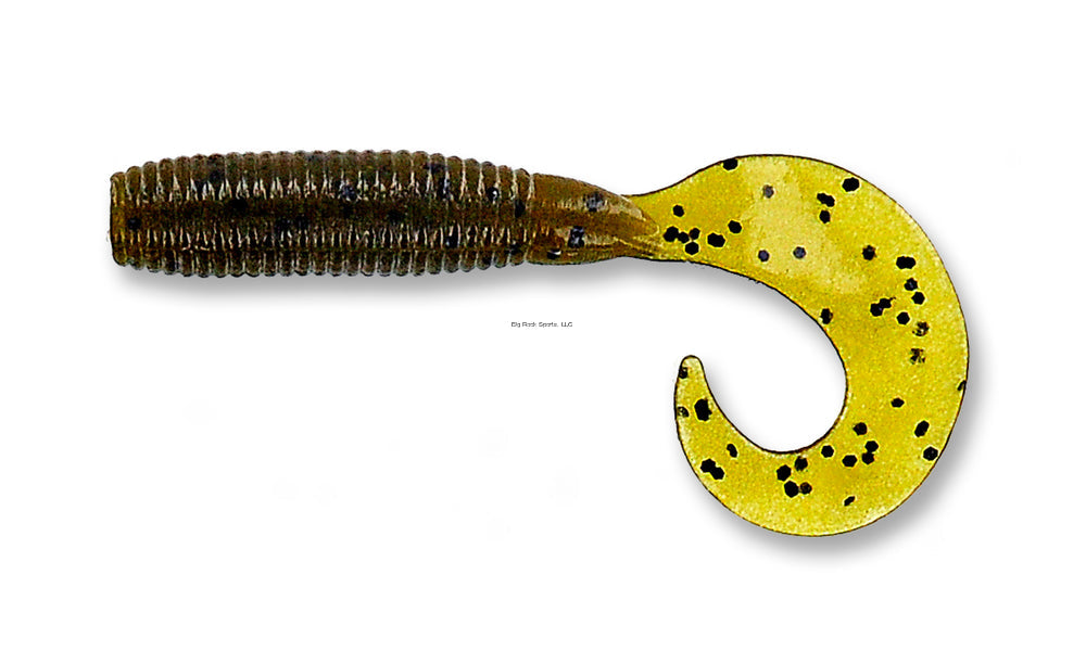 Gary Yamamoto Single Tail Grub  4"  20 Pack  Green Pumpkin with Large Black