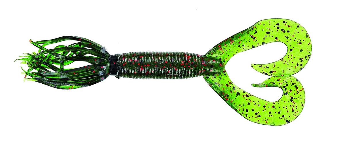 Gary Yamamoto Double Tail Hula Grub  5"  10pk  Watermelon with Large Black & Small Red