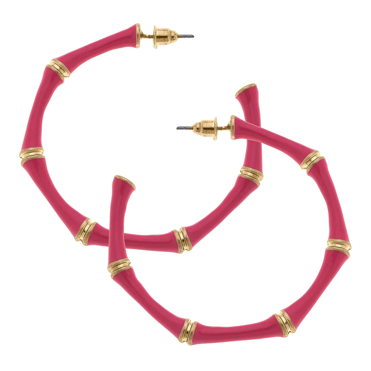 Celeste Enamel Bamboo Hoop Earrings