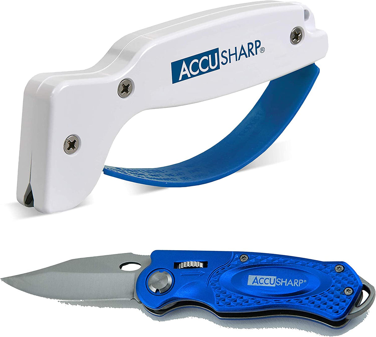 Combo de afilador y cuchillo deportivo Accusharp - Azul
