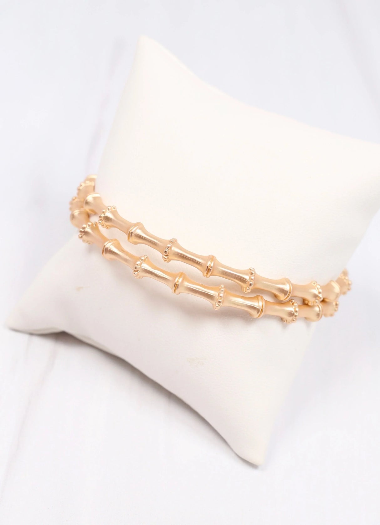 Gibson Matte Gold Metal Bamboo Bracelet Set