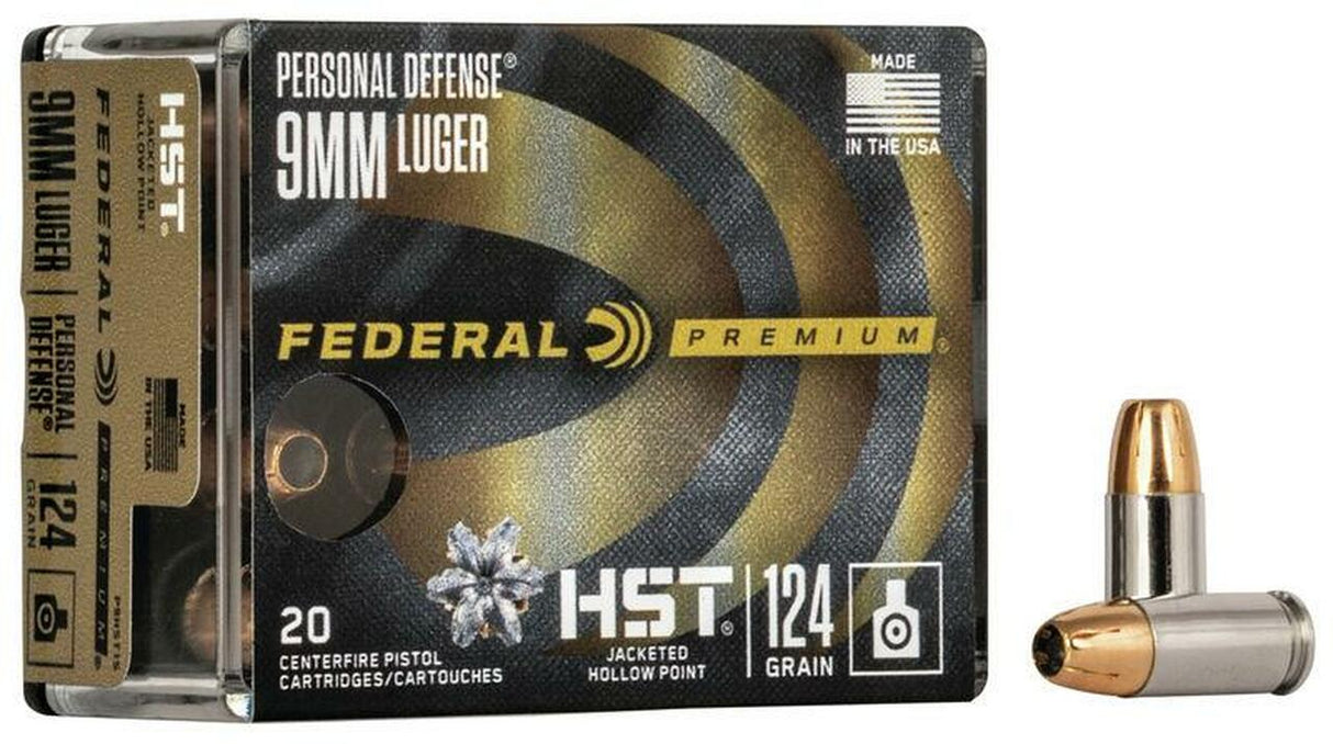 Defensa personal federal HST 9 mm 124 granos HST 1150 FPS 20 rondas