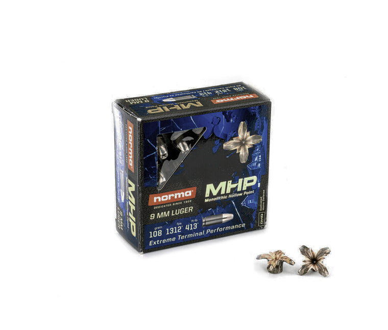 Norma 9 mm Luger 108 Grain 20 munición defensiva en caja redonda