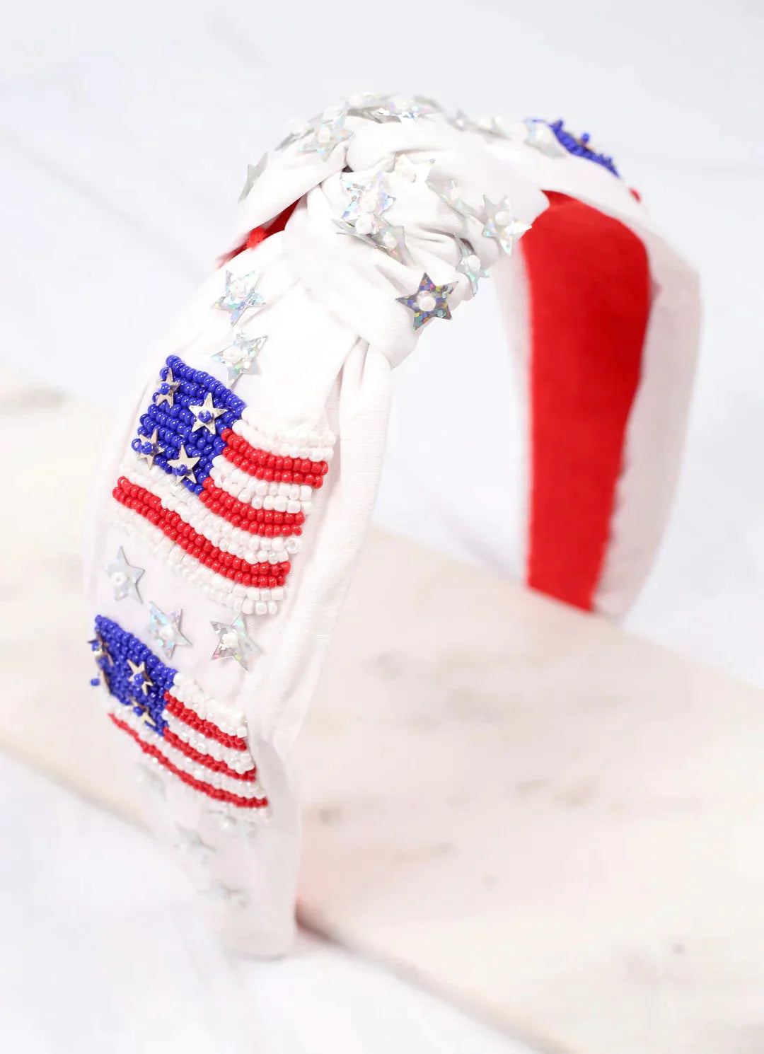 Caroline Hill American Flag White Embellished Headband