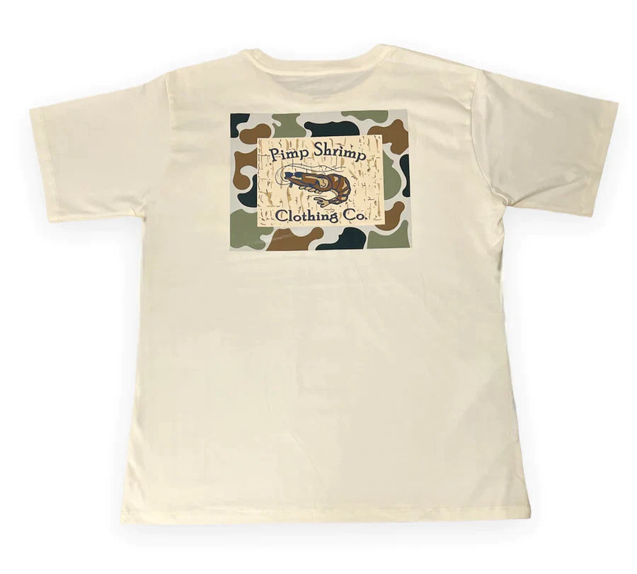 Pimp Shrimp Short Sleeve Camo-Back Pocketed T-Shirt