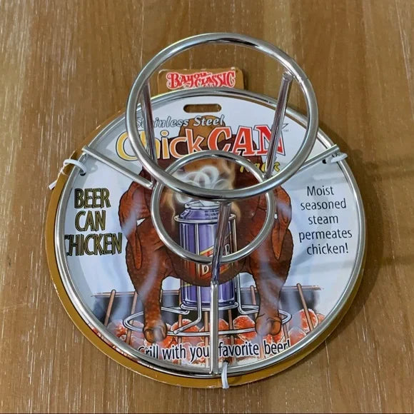 Bayou Classic - Rejilla para pollo con forma de lata de cerveza de acero inoxidable, color plateado