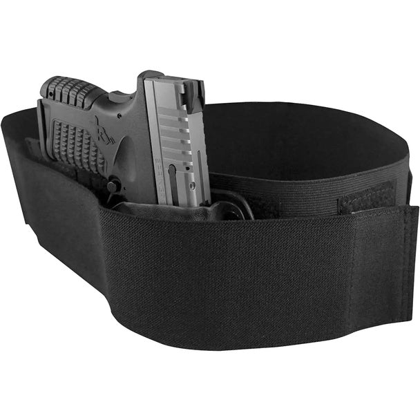 CROSSBREED Belly Band Package Right Hand Black/Black Large Holster For Springfield Hellcat/Hellcat OSP (D-BBP-R-2619-BC-BL-L)