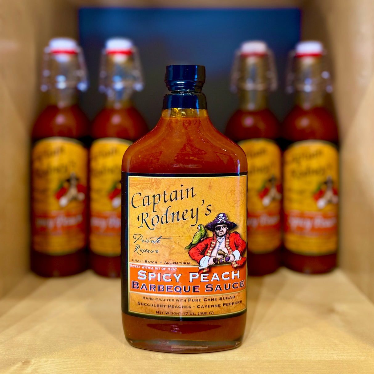 Captain Rodney's Spicy Peach BBQ sauce - 18 oz