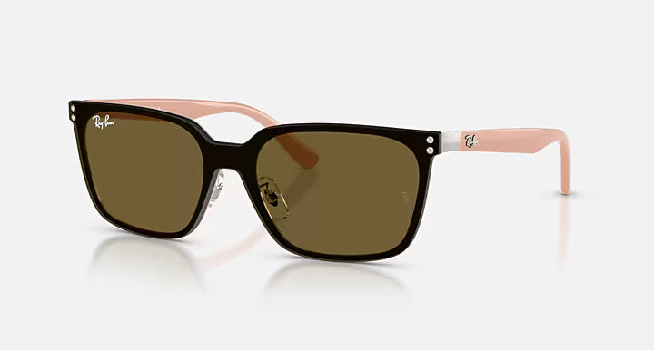 Ray-Ban  Square Metal Frame Sunglasses - with Brown Solid Lenses