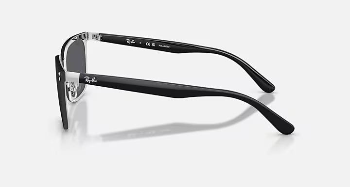 Ray-Ban Square Mask Sunglasses – Silver Metal Frame with Grey Polarized Lenses