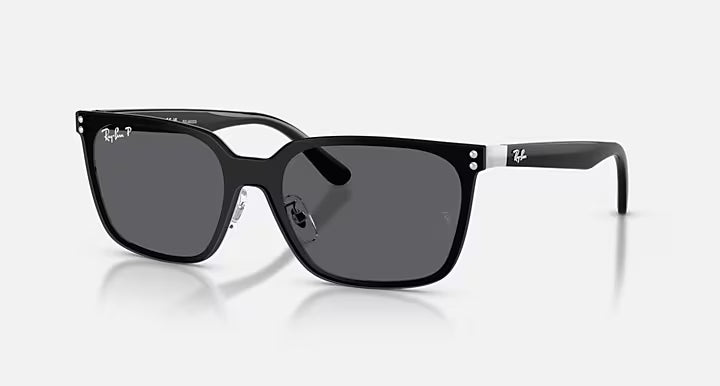 Ray-Ban Square Mask Sunglasses – Silver Metal Frame with Grey Polarized Lenses
