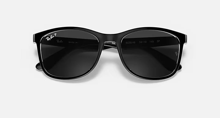 Ray-Ban Polarized Black Rectangular Sunglasses - Transparent Lenses