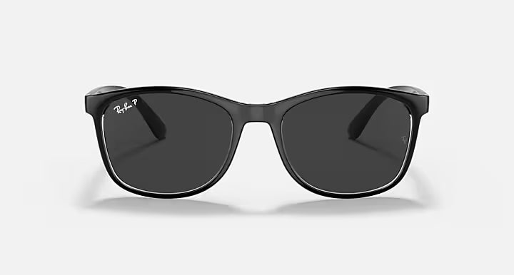 Ray-Ban Polarized Black Rectangular Sunglasses - Transparent Lenses