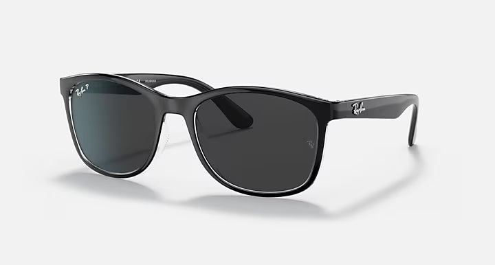 Ray-Ban Polarized Black Rectangular Sunglasses - Transparent Lenses