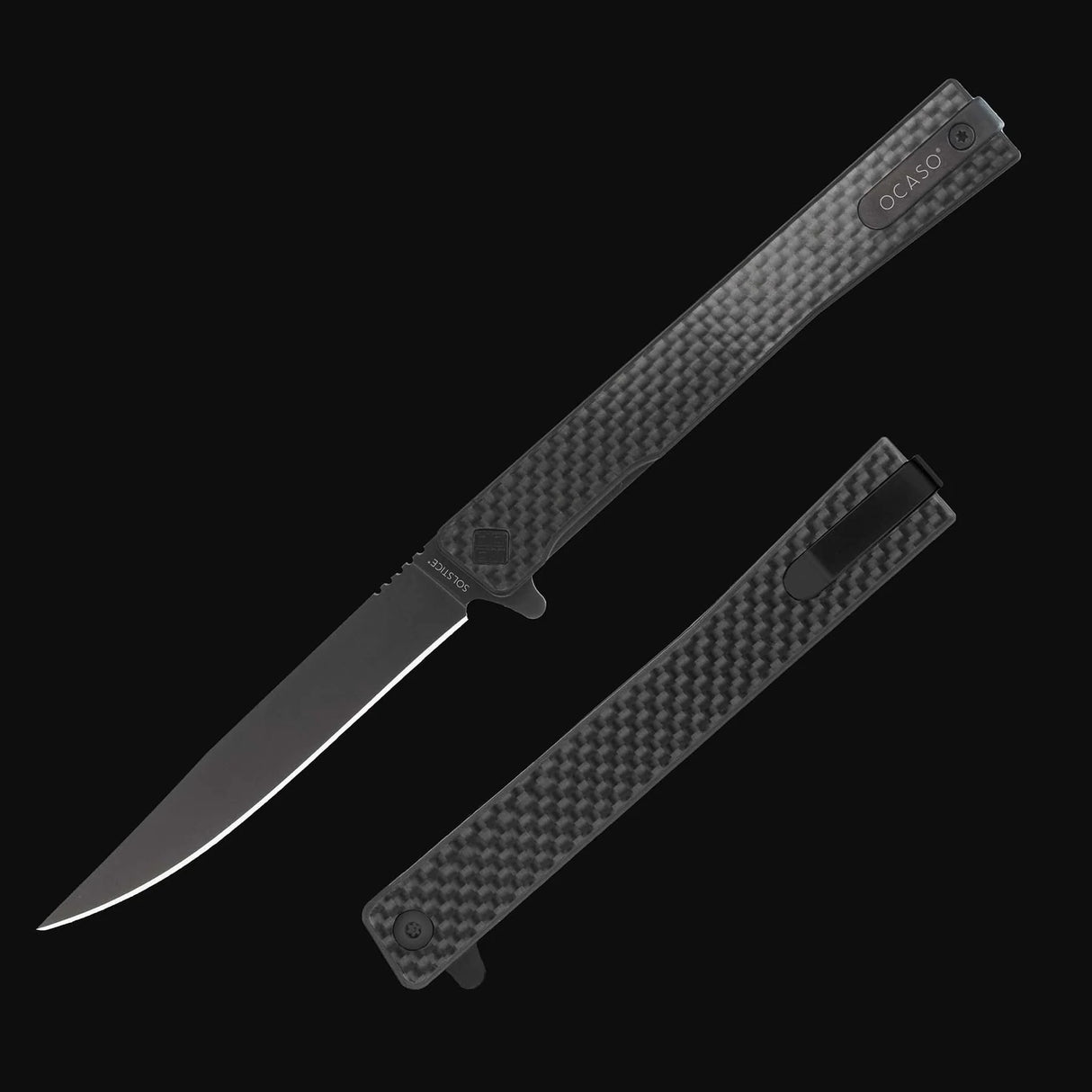 Ocaso Solstice - Carbon Fiber / Black Straight Blade Knife