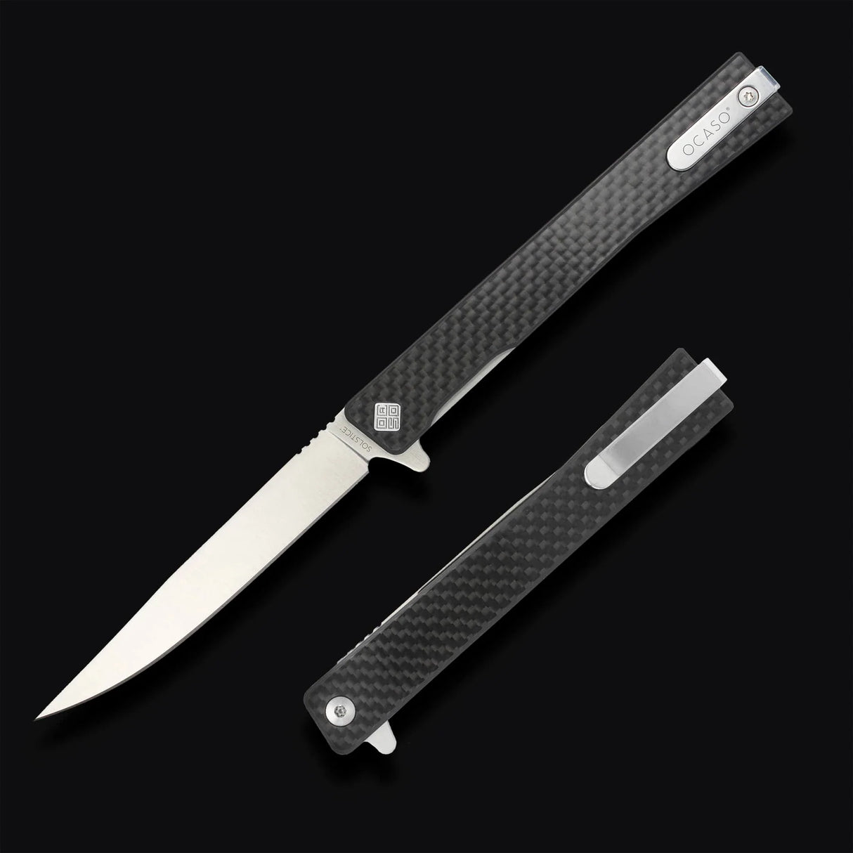 Ocaso Solstice - Carbon Fiber / Satin Straight Blade Knife
