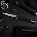 Ocaso Solstice - Carbon Fiber / Satin Straight Blade Knife
