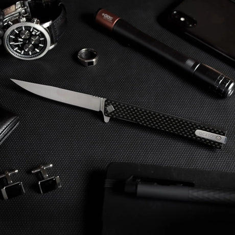 Ocaso Solstice - Carbon Fiber / Satin Straight Blade Knife